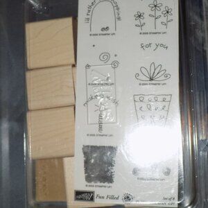 Stampin' Up Fun Filled Set of 8 Rubber Stamp Set Retired 2005 NEW